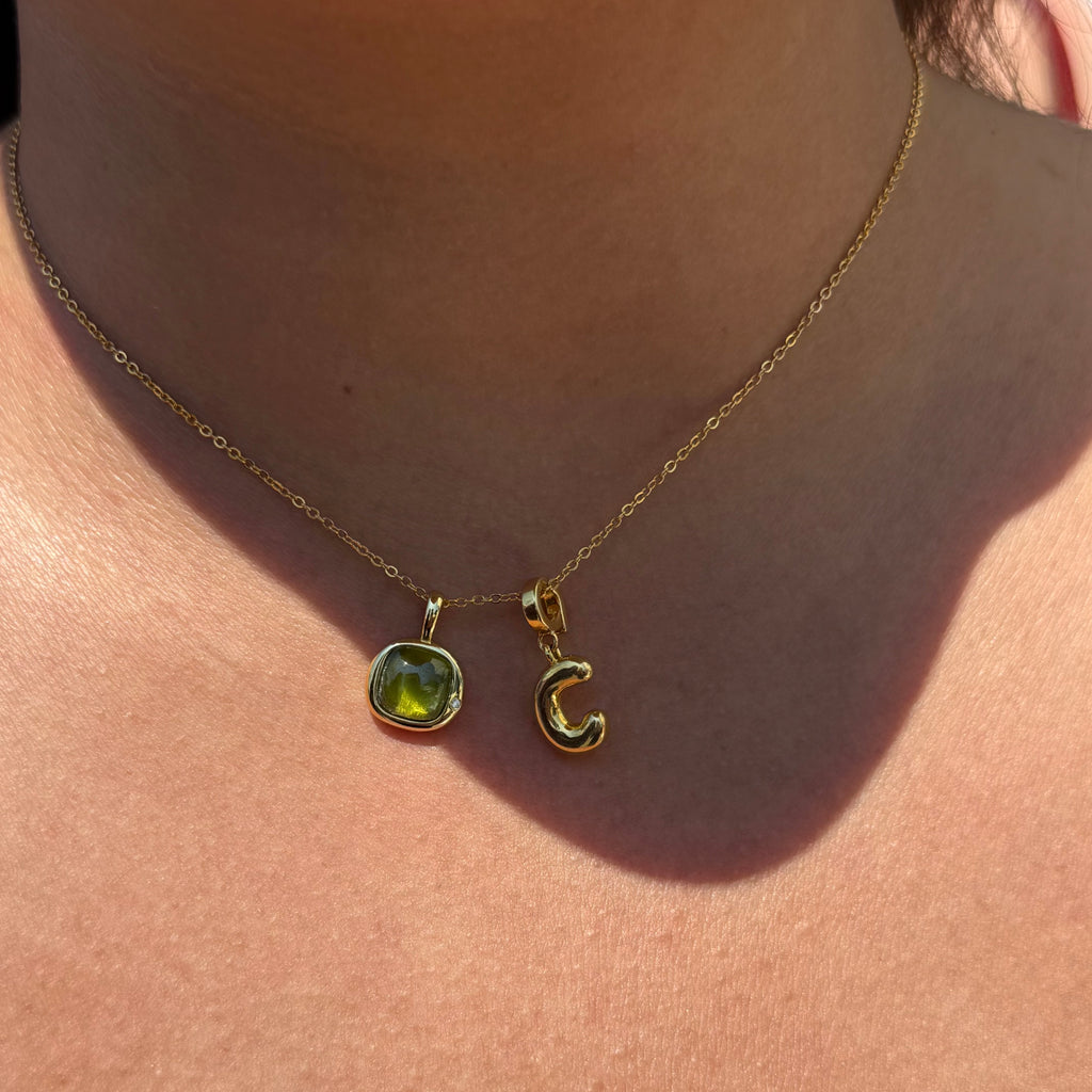 Initial Necklace with Detachable Charm