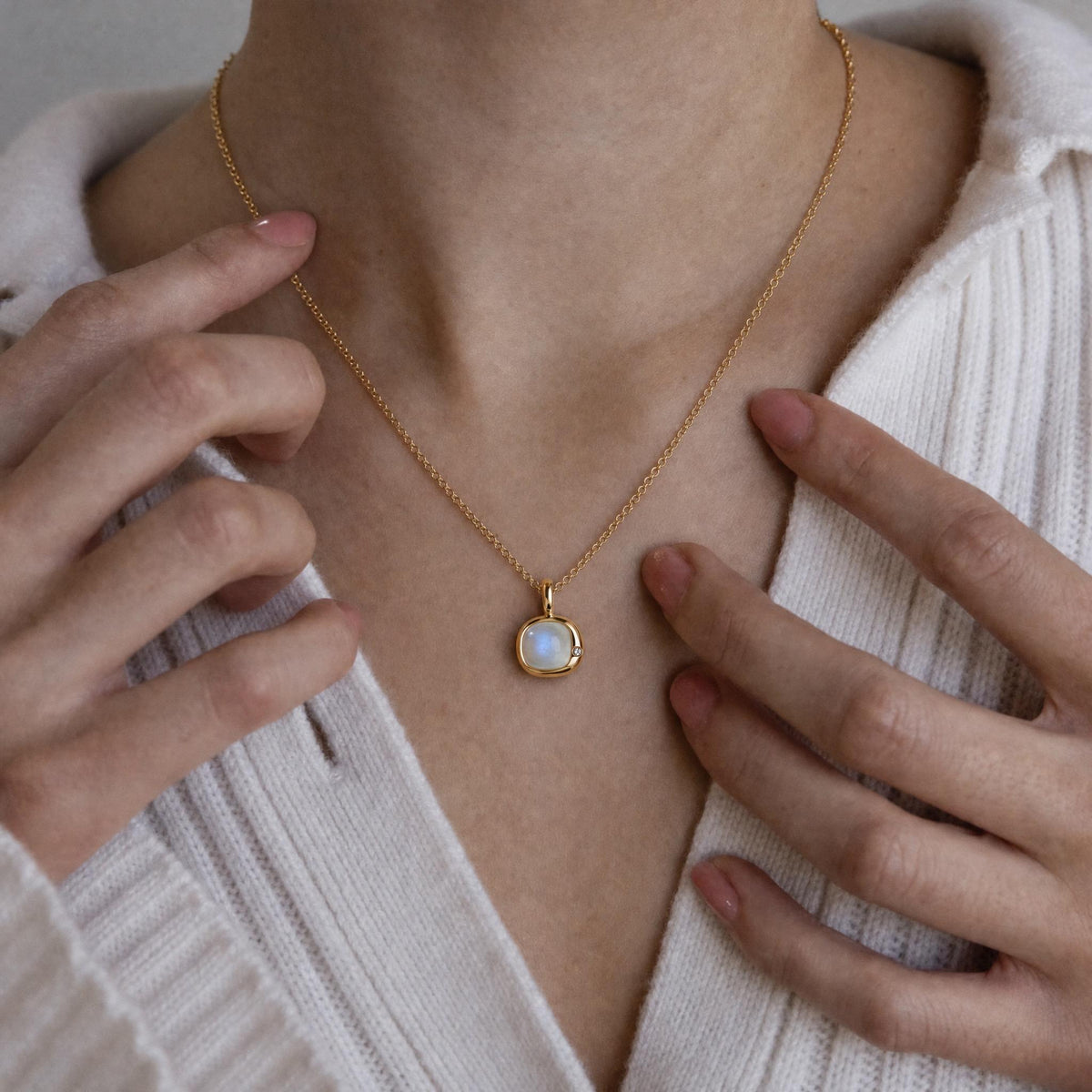 Cancer Birthstone Necklace, Reversible