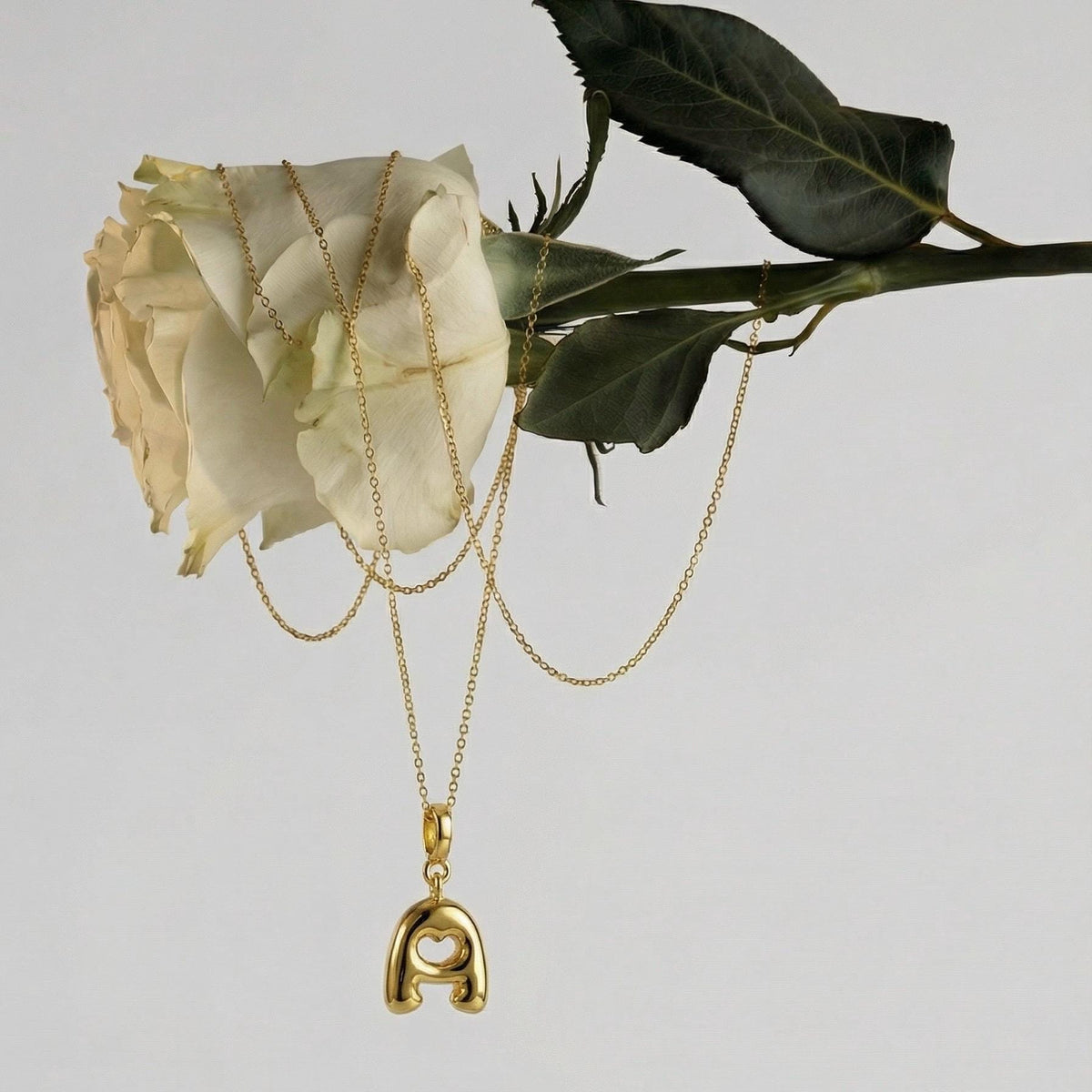 Initial Necklace with Detachable Charm