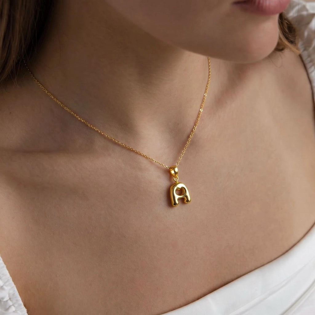 Initial Necklace with Detachable Charm