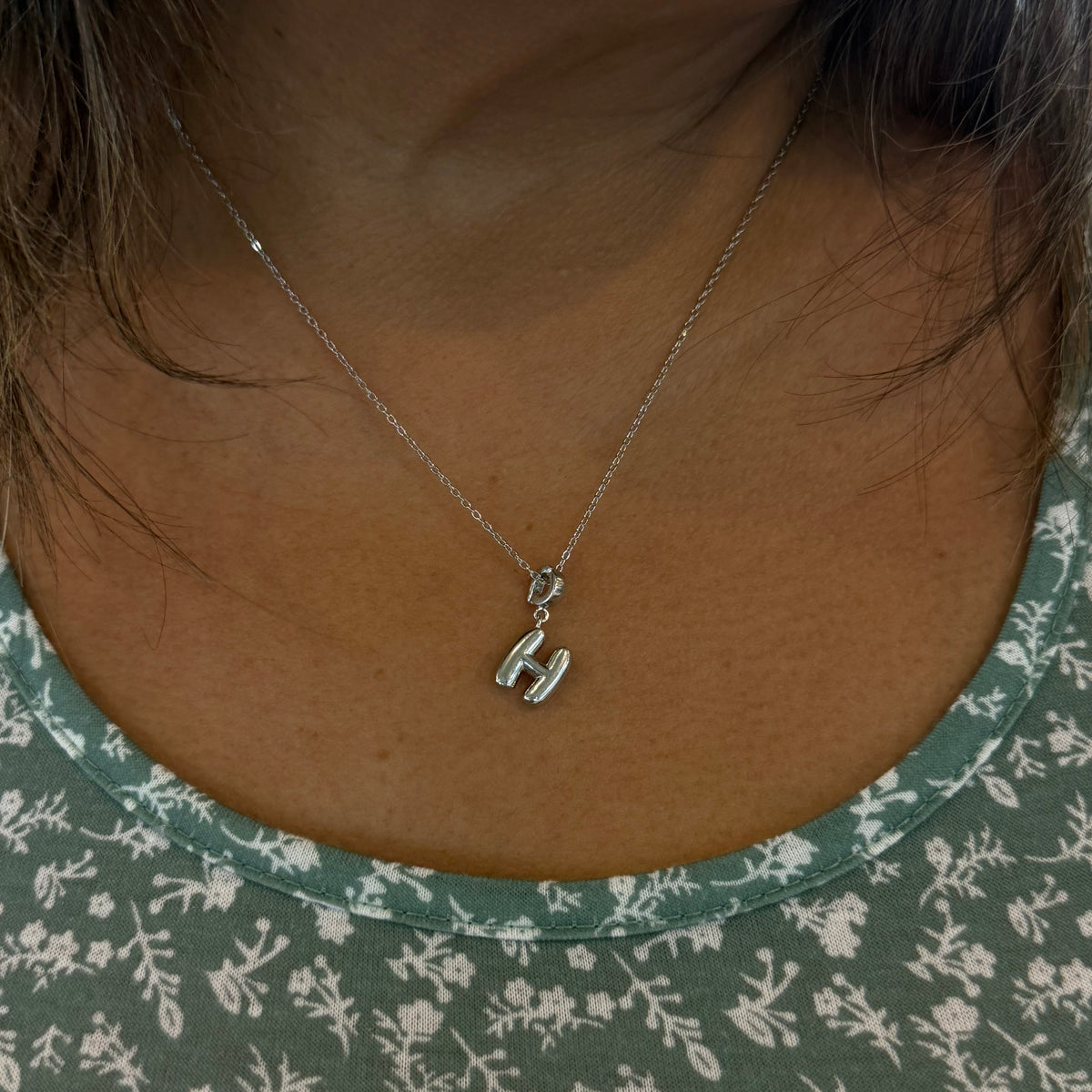 Initial Necklace with Detachable Charm