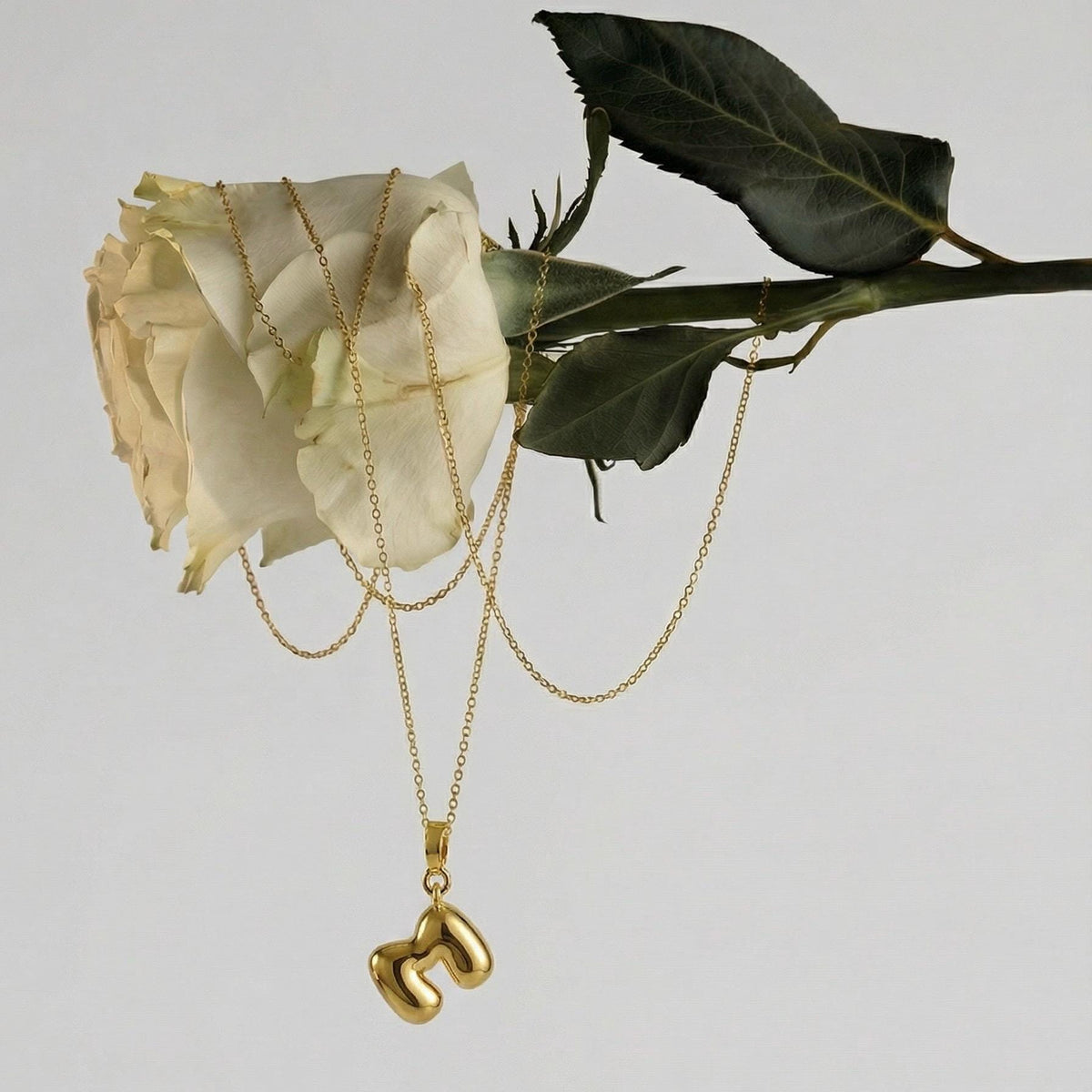 Initial Necklace with Detachable Charm