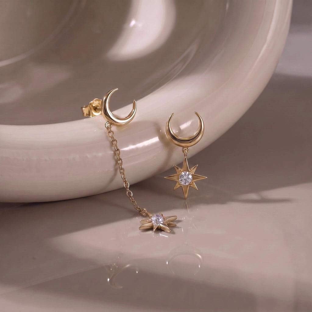 Moon & Star Mismatched Earrings