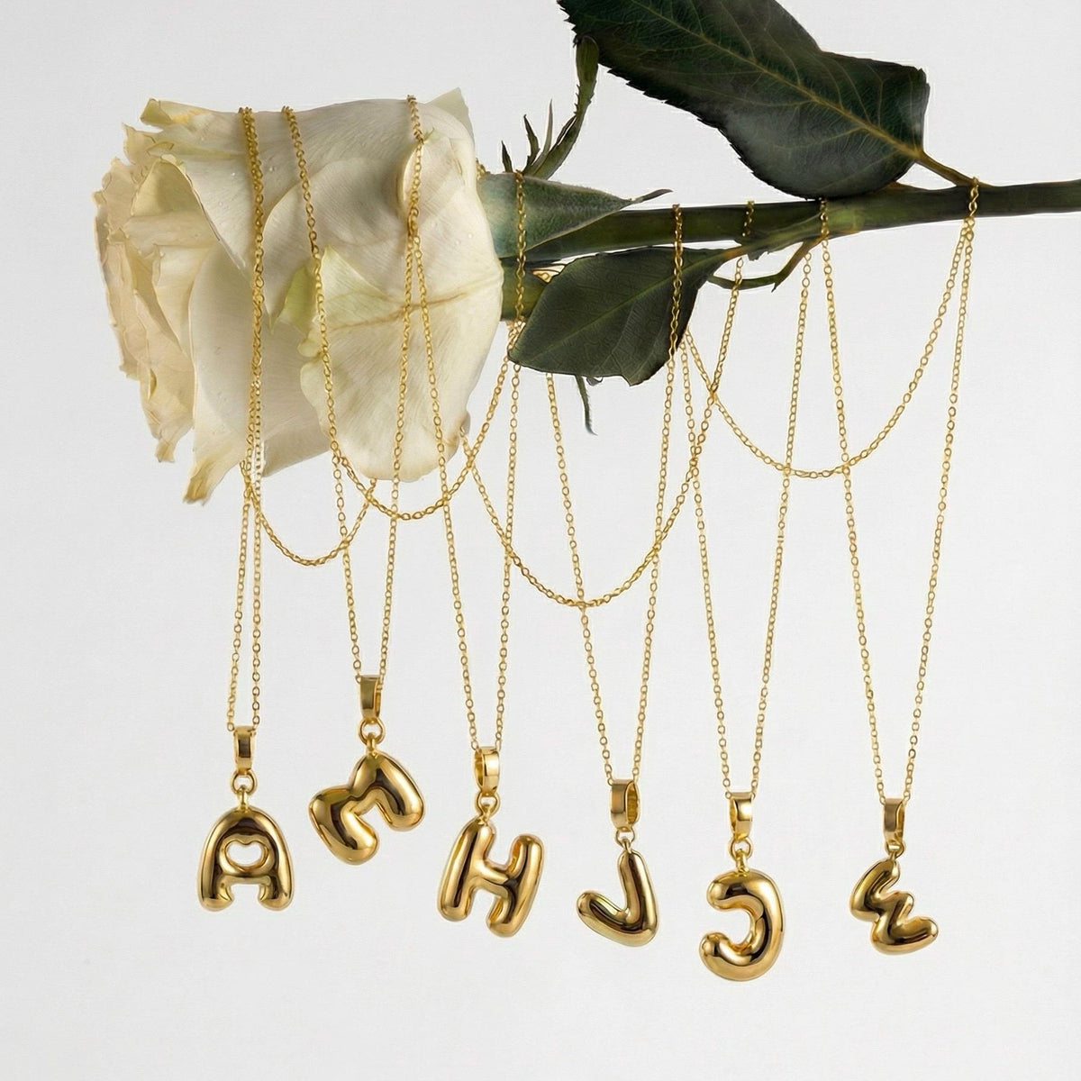 Initial Necklace with Detachable Charm