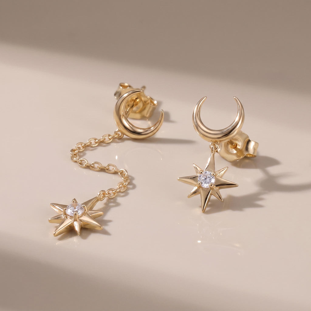 Moon & Star Mismatched Earrings