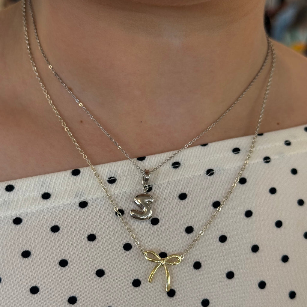 Initial Necklace with Detachable Charm