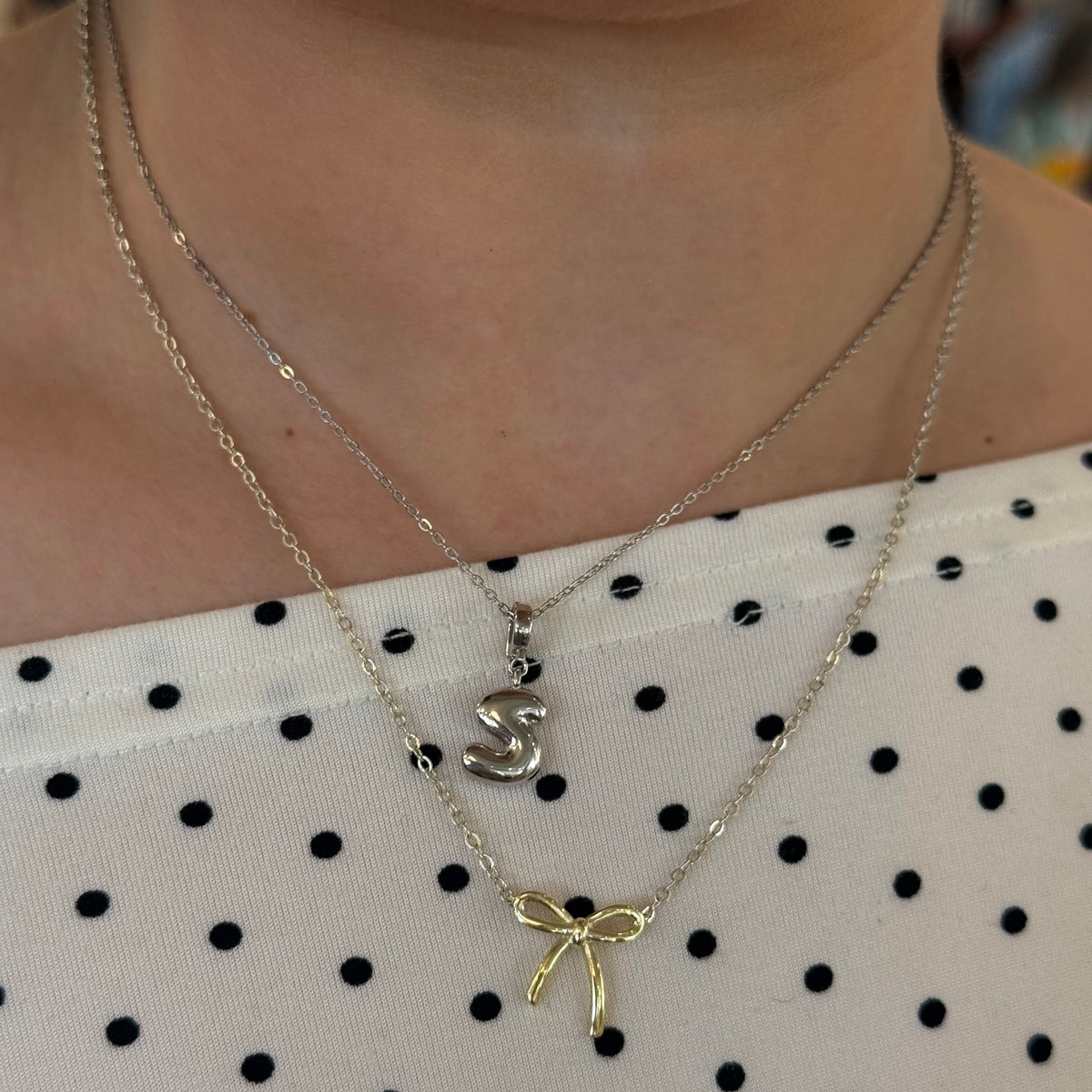 Initial Necklace with Detachable Charm