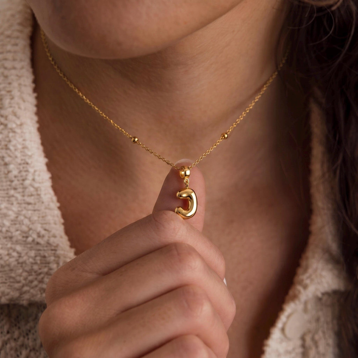 Initial Necklace with Detachable Charm