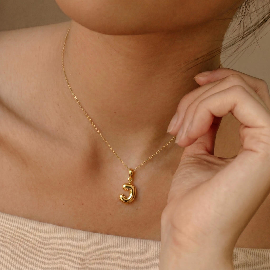 Initial Necklace with Detachable Charm