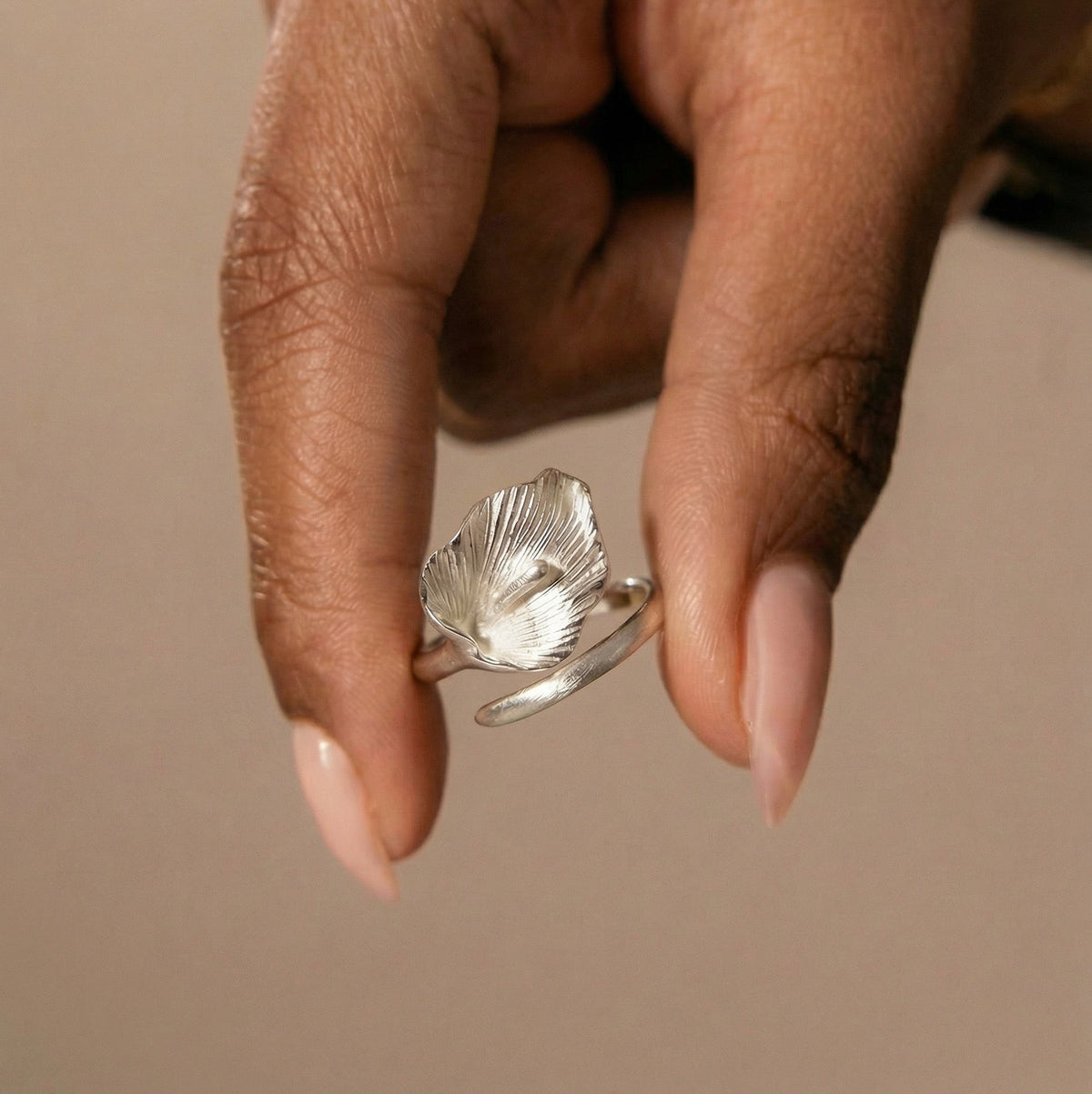 Matte Open Size Calla Lily Ring