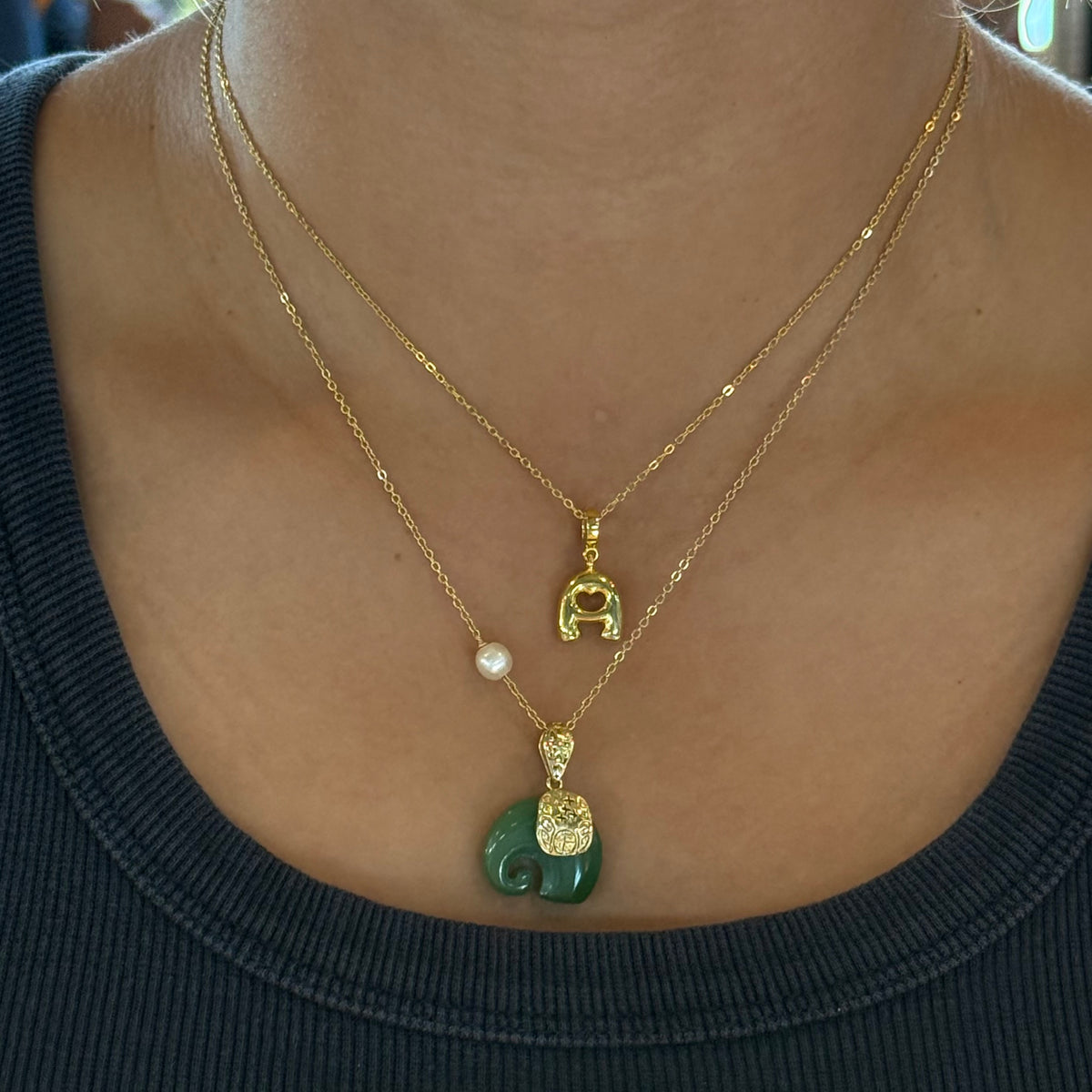 Initial Necklace with Detachable Charm