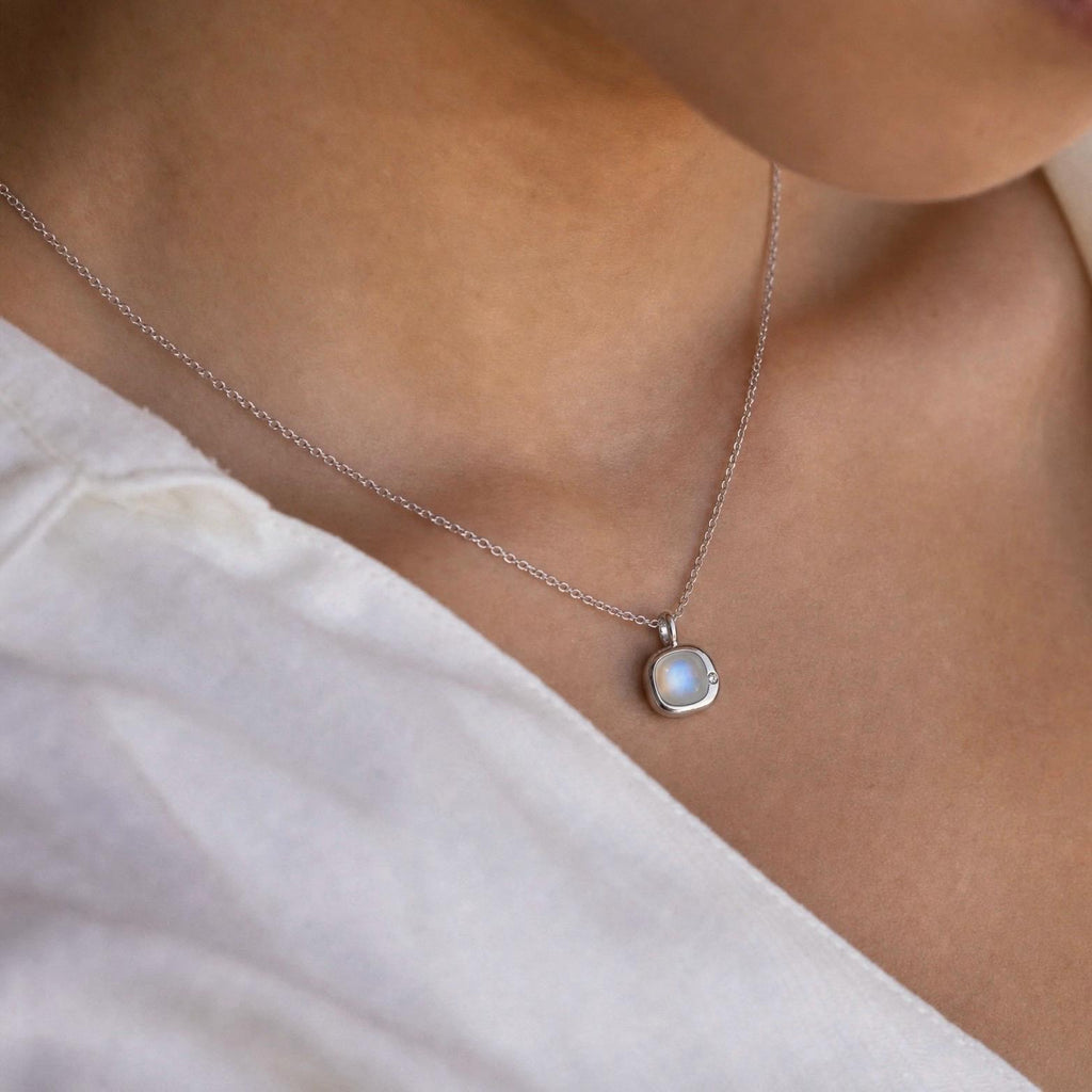 Cancer Birthstone Necklace, Reversible