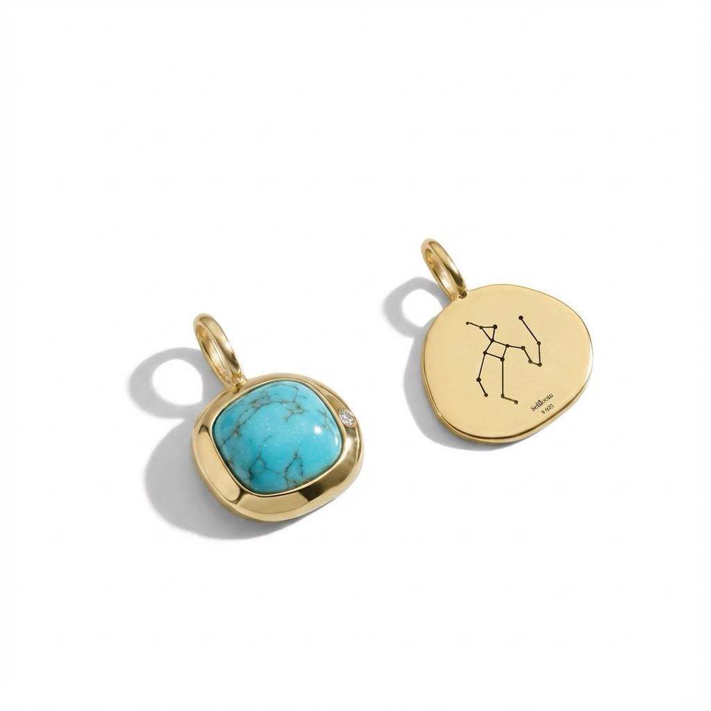 Sagittarius Birthstone Necklace, Reversible Natural Turquoise 18K Gold Vermeil 925 Sterling Silver, November December Birthday Gift for Her