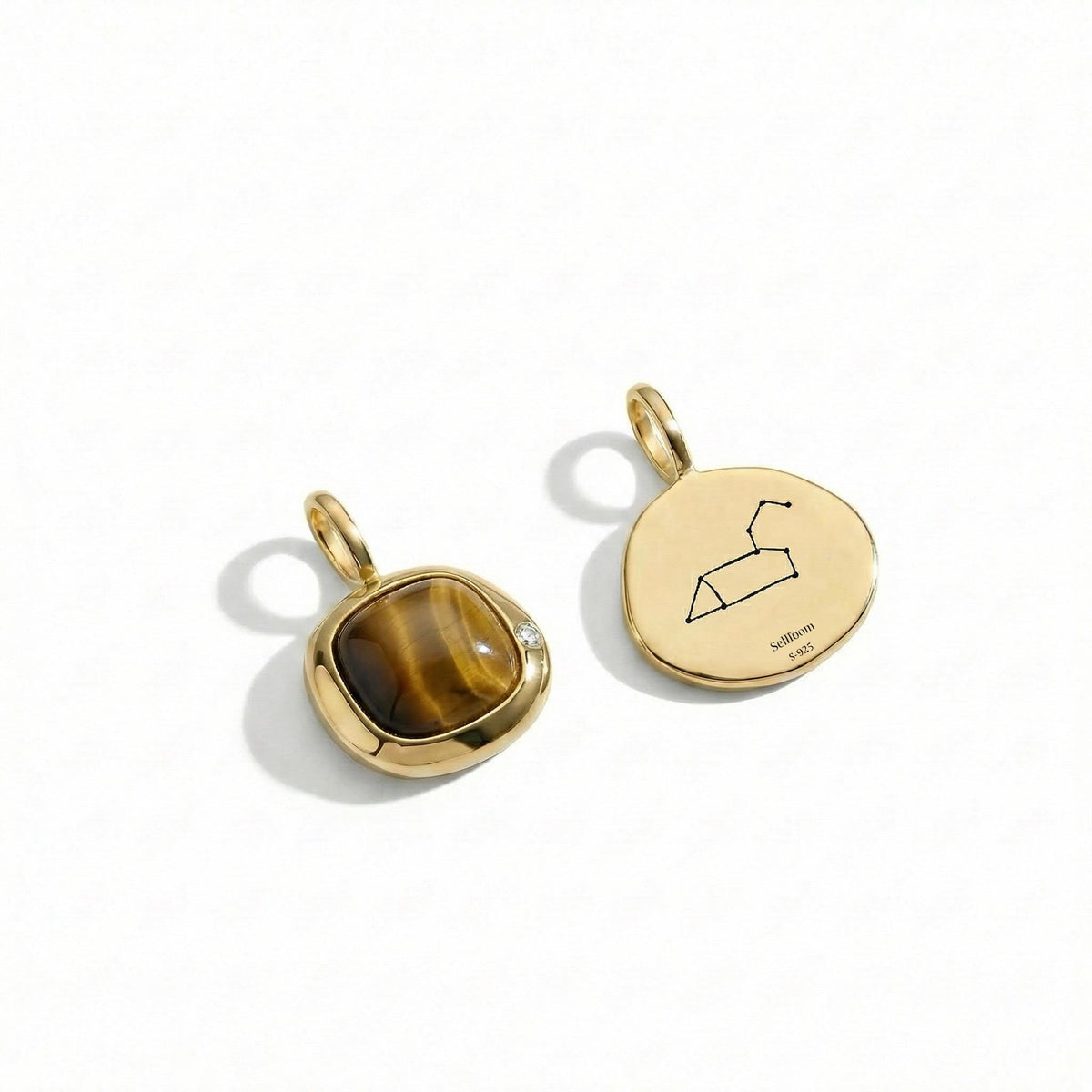Leo Birthstone Necklace, Reversible Natural Tiger's Eye Pendant, 18K Gold Vermeil or 925 Sterling Silver, July August Birthday Gift for Her