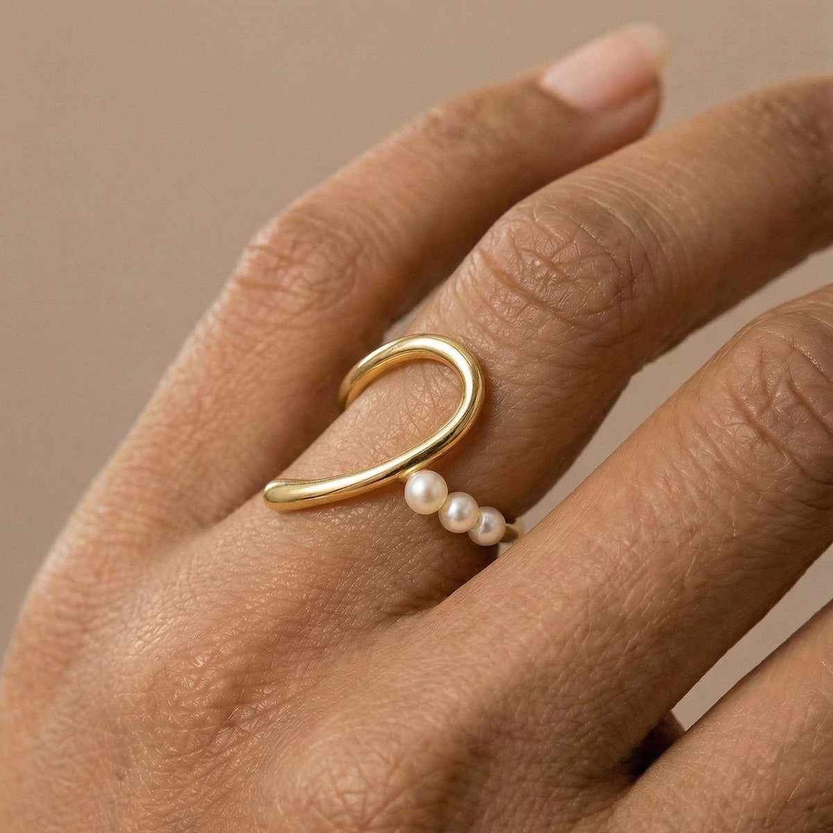 Heart Puzzle Ring Set for Couples, Matching Rings for Two, Moissanite Pearl Design, Adjustable Open Band, 18K Gold Vermeil, Gift for Her