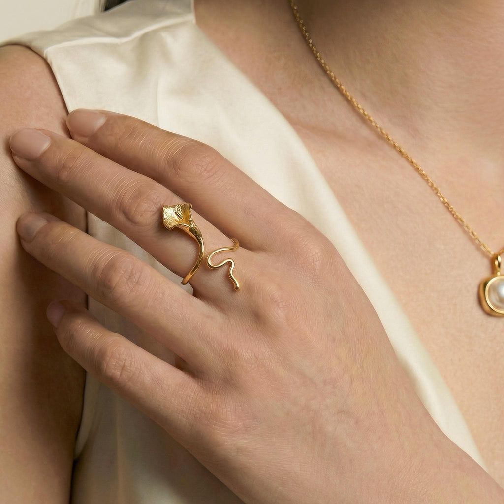 Calla Lily Ring, 18K Gold Vermeil or 925 Sterling Silver, Adjustable Open Band, Botanical Floral Design, Gift for Her