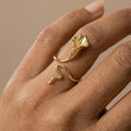 Calla Lily Ring, 18K Gold Vermeil or 925 Sterling Silver, Adjustable Open Band, Botanical Floral Design, Gift for Her