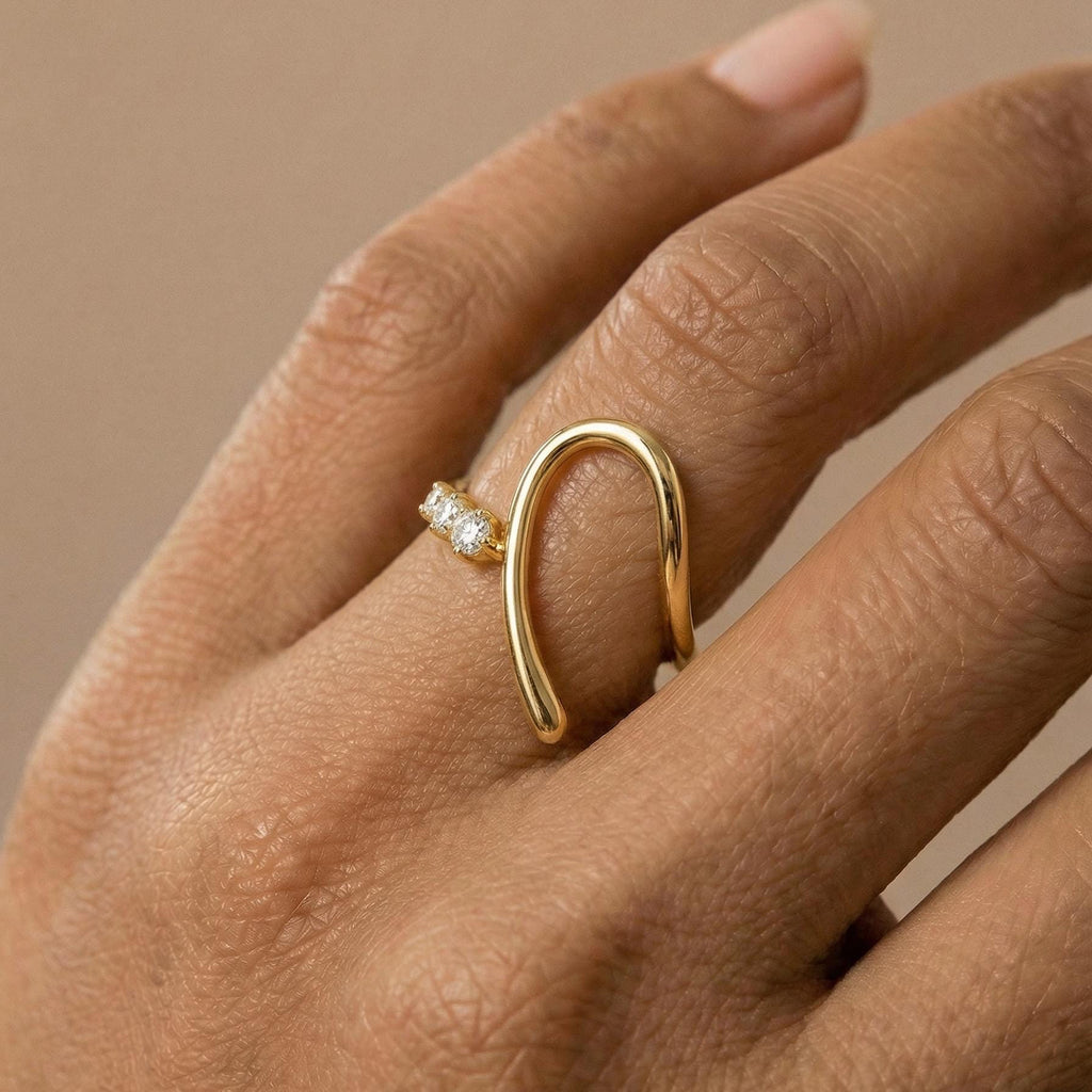 Heart Puzzle Ring Set for Couples, Matching Rings for Two, Moissanite Pearl Design, Adjustable Open Band, 18K Gold Vermeil, Gift for Her
