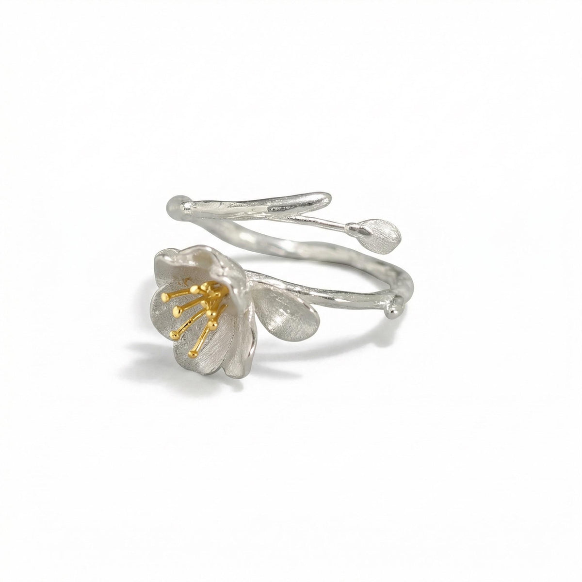 Cherry Blossom Ring, 18K Gold Vermeil, Adjustable Floral Statement Design, Dainty Nature Inspired, Gift for Her