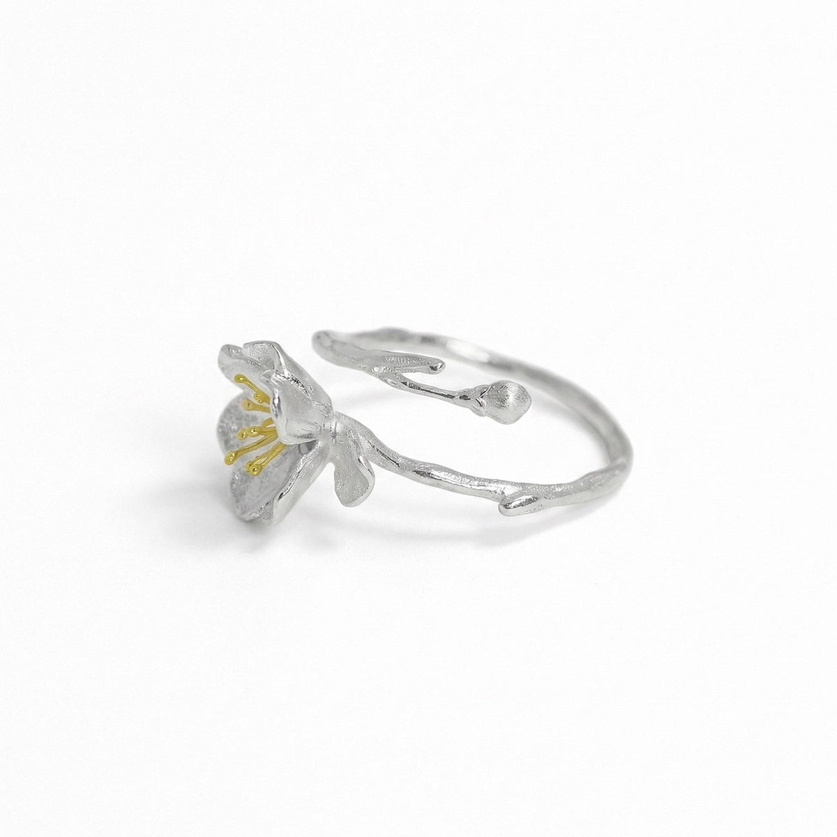 Cherry Blossom Ring, 18K Gold Vermeil, Adjustable Floral Statement Design, Dainty Nature Inspired, Gift for Her