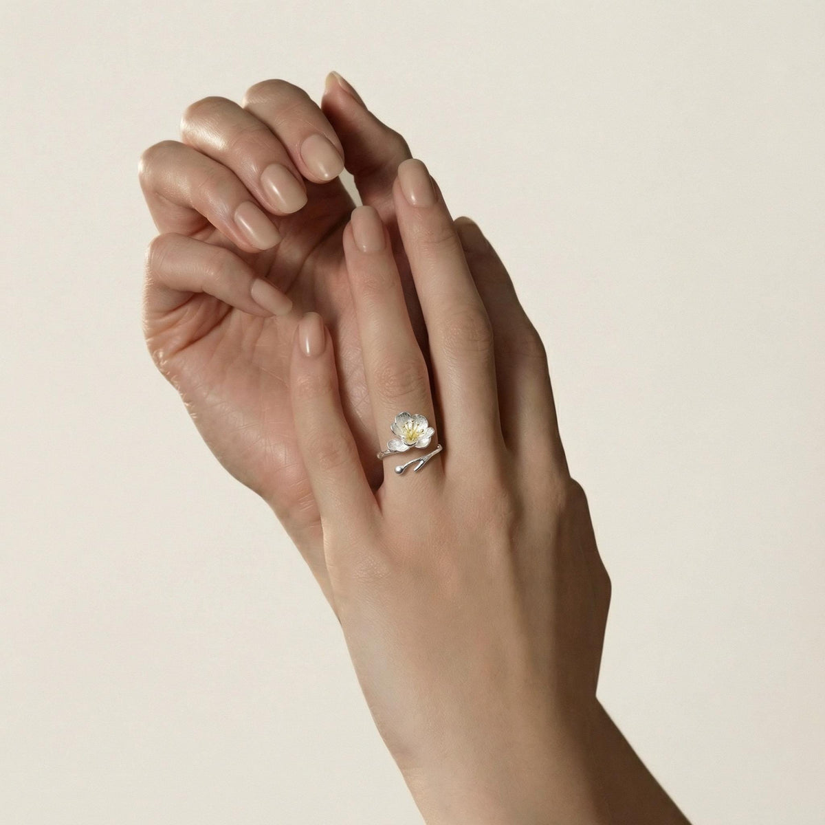 Cherry Blossom Ring, 18K Gold Vermeil, Adjustable Floral Statement Design, Dainty Nature Inspired, Gift for Her