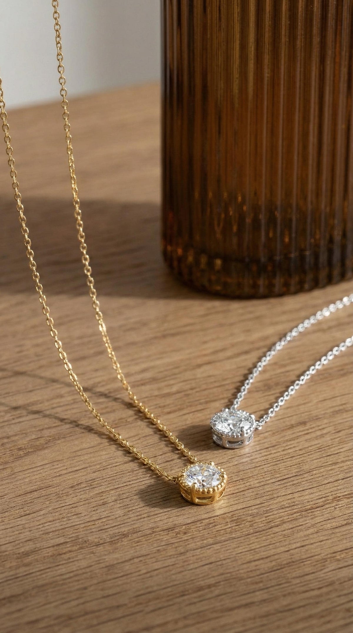 Moissanite Solitaire Necklace, 14K Gold Vermeil Bezel Set Pendant, Diamond Alternative, Dainty Everyday Necklace, Gift for Her
