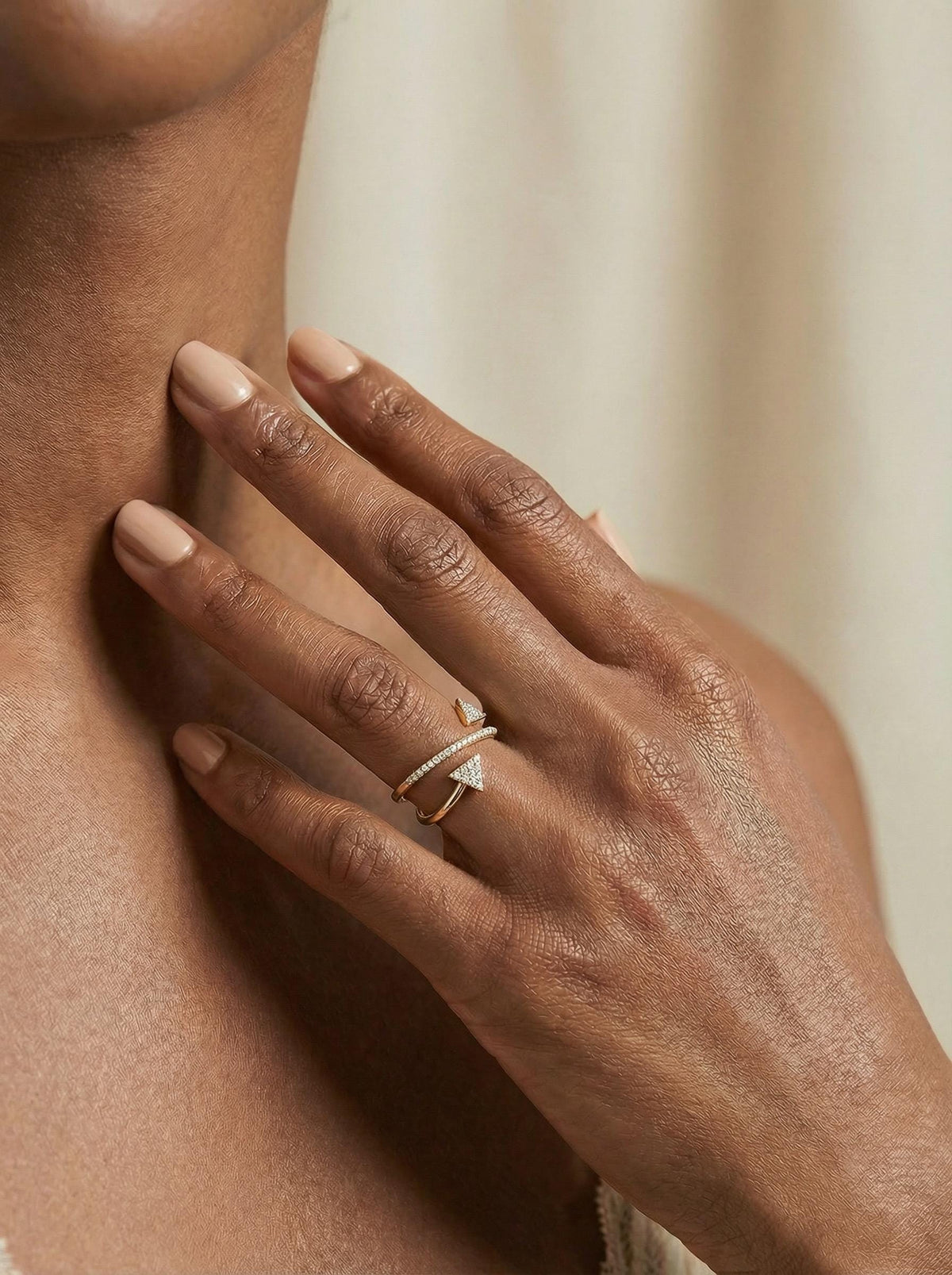 Dual Arrow Ring, Moissanite Geometric Design, 14K Gold Vermeil, Double Triangle Statement Ring, Dainty Everyday Ring, Gift for Her