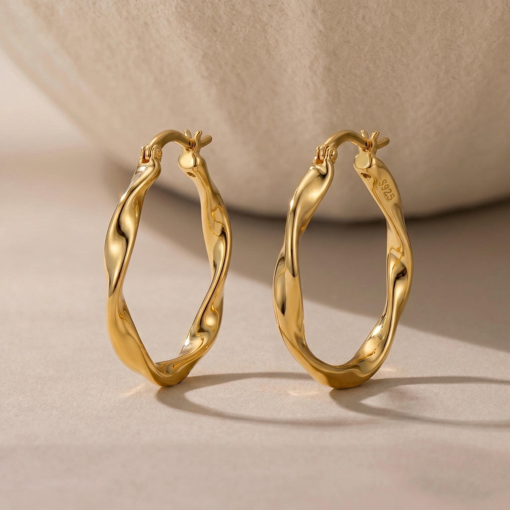 Twisted Rope Hoop Earrings, 18K Gold Vermeil or 925 Sterling Silver, Braided Textured Design, Dainty Everyday Hoops, Gift for Her