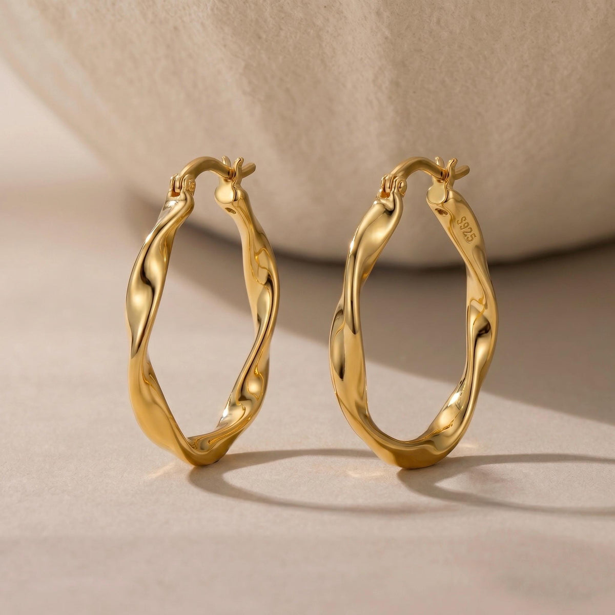 Twisted Rope Hoop Earrings, 18K Gold Vermeil or 925 Sterling Silver, Braided Textured Design, Dainty Everyday Hoops, Gift for Her