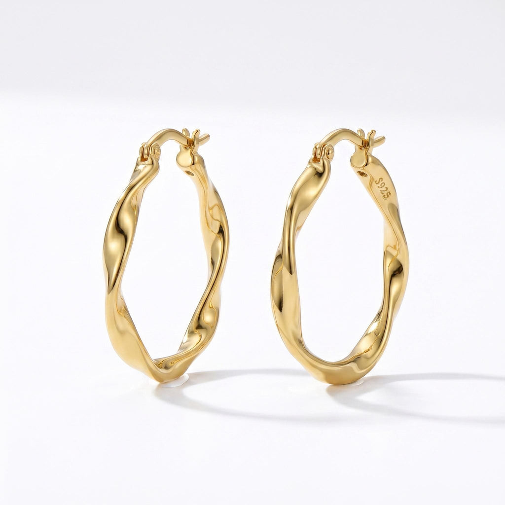 Twisted Rope Hoop Earrings, 18K Gold Vermeil or 925 Sterling Silver, Braided Textured Design, Dainty Everyday Hoops, Gift for Her