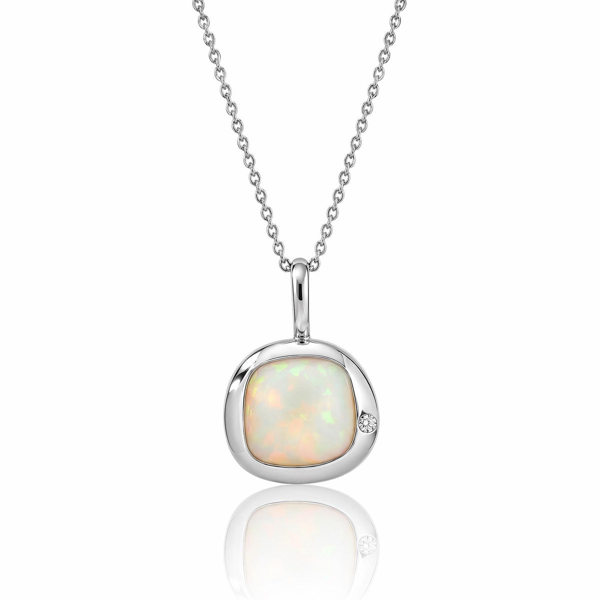 Libra Birthstone Necklace, Reversible Natural Opal Pendant, 18K Gold Vermeil or 925 Sterling Silver, September October Birthday Gift for Her