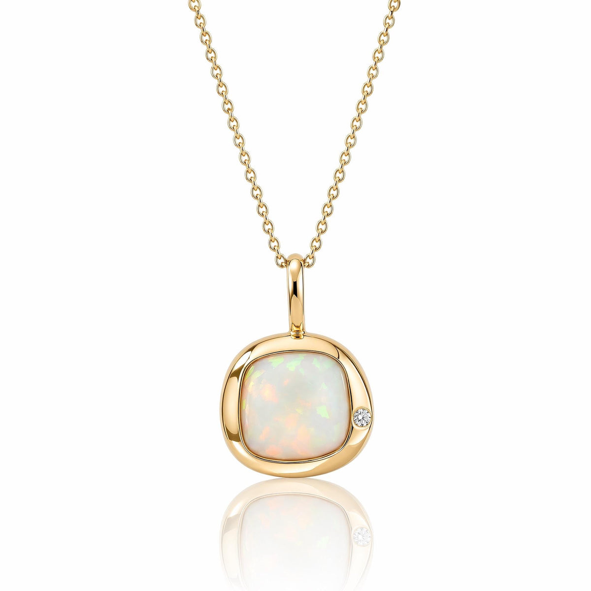 Libra Birthstone Necklace, Reversible Natural Opal Pendant, 18K Gold Vermeil or 925 Sterling Silver, September October Birthday Gift for Her