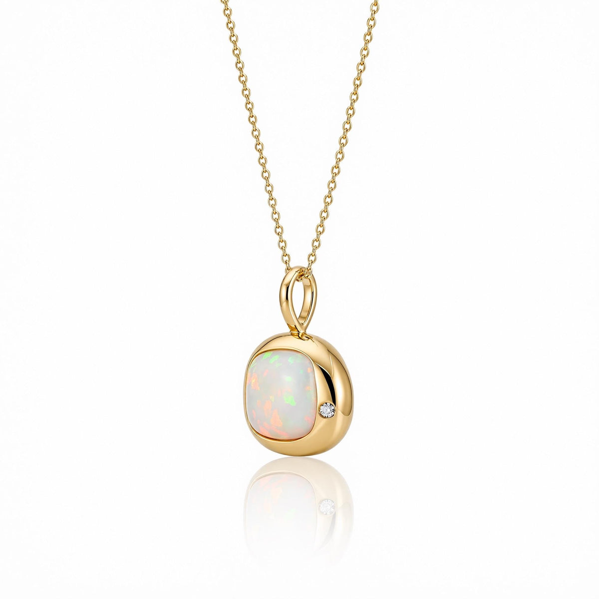 Libra Birthstone Necklace, Reversible Natural Opal Pendant, 18K Gold Vermeil or 925 Sterling Silver, September October Birthday Gift for Her