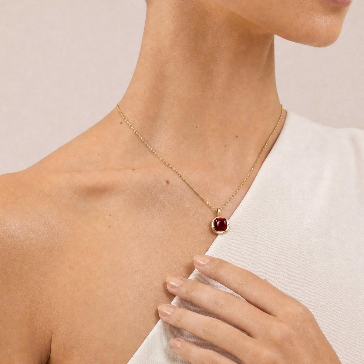 Red Garnet Birthstone Necklace, Reversible Scorpio Pendant, 18K Gold Vermeil or 925 Sterling Silver, October November Birthday Gift for Her