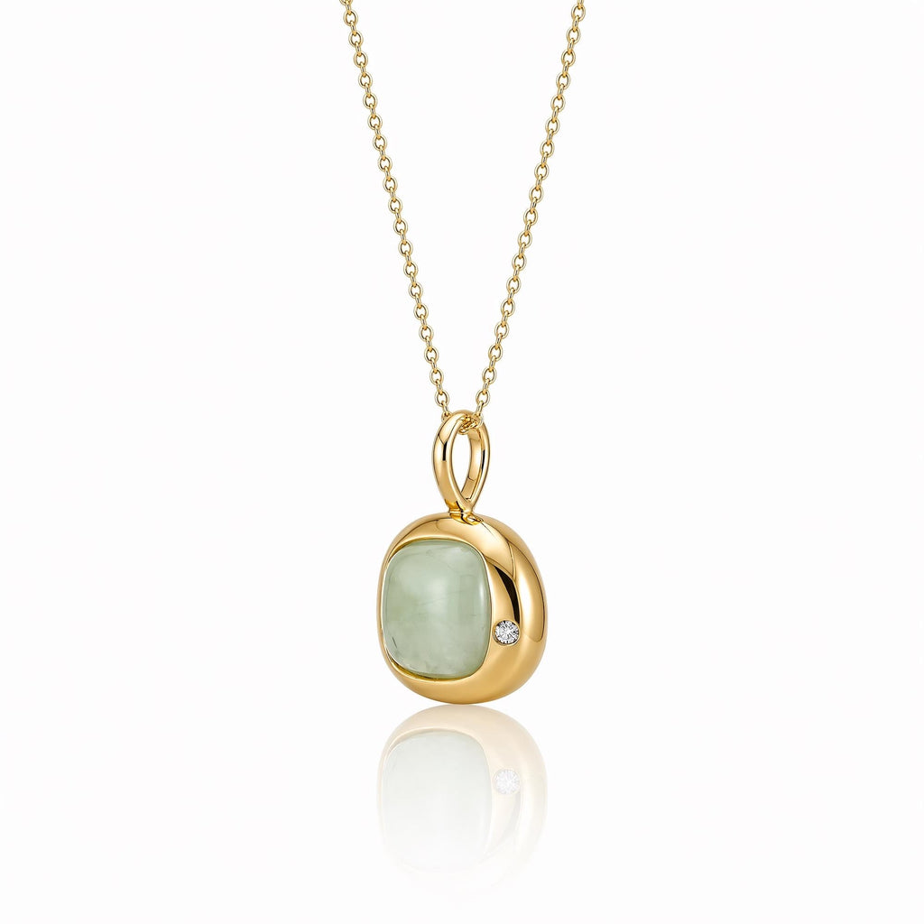 Taurus Birthstone Necklace, Reversible Green Agate Pendant, 18K Gold Vermeil or 925 Sterling Silver, April May Birthday Gift for Her