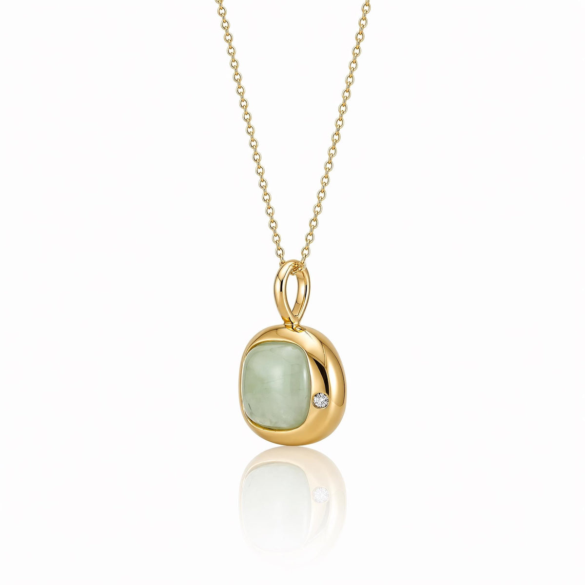 Taurus Birthstone Necklace, Reversible Green Agate Pendant, 18K Gold Vermeil or 925 Sterling Silver, April May Birthday Gift for Her
