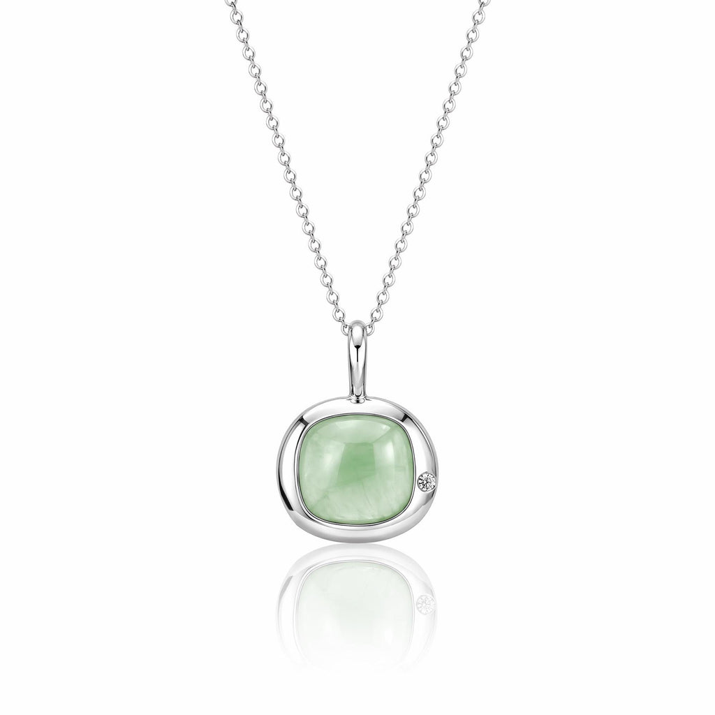 Taurus Birthstone Necklace, Reversible Green Agate Pendant, 18K Gold Vermeil or 925 Sterling Silver, April May Birthday Gift for Her