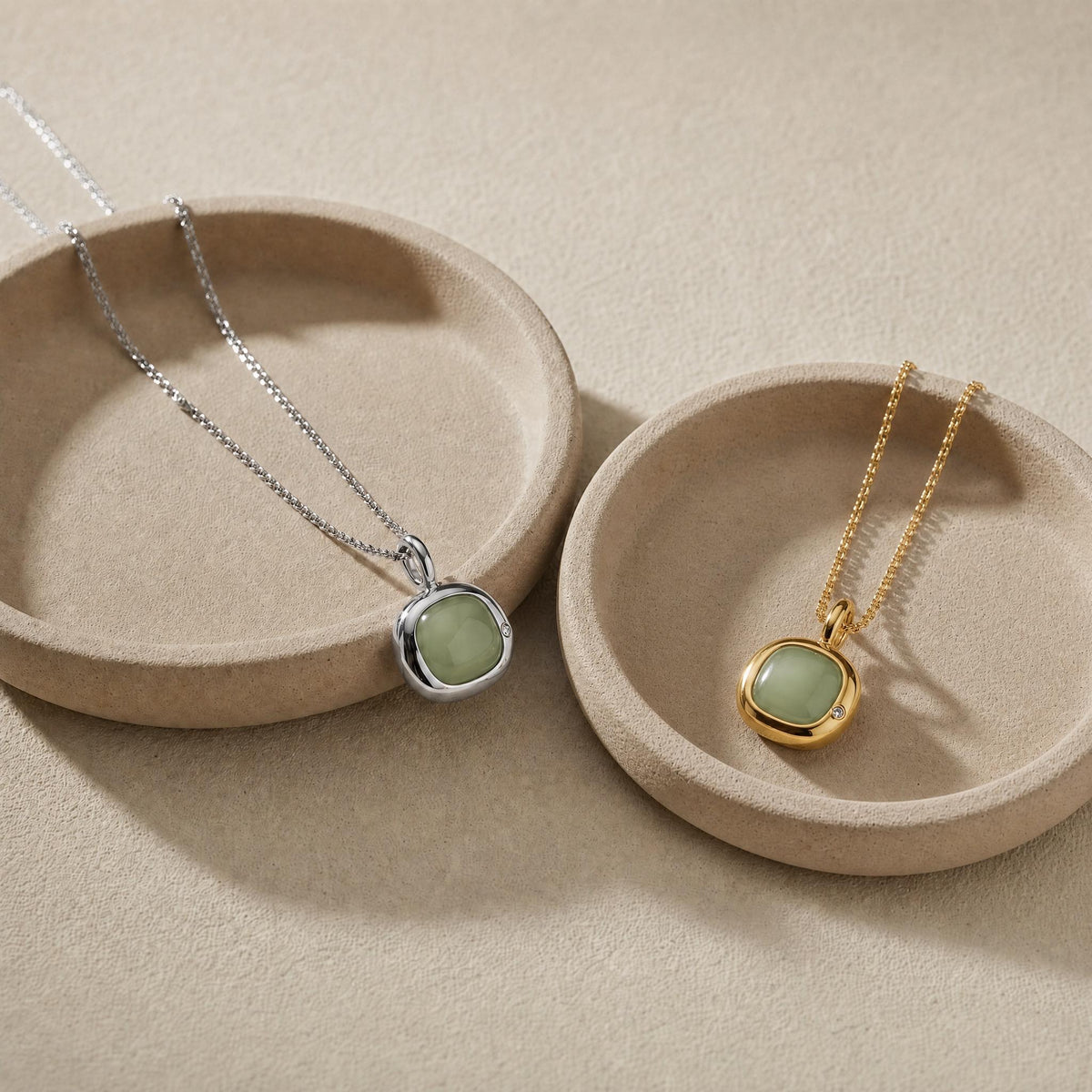 Taurus Birthstone Necklace, Reversible Green Agate Pendant, 18K Gold Vermeil or 925 Sterling Silver, April May Birthday Gift for Her