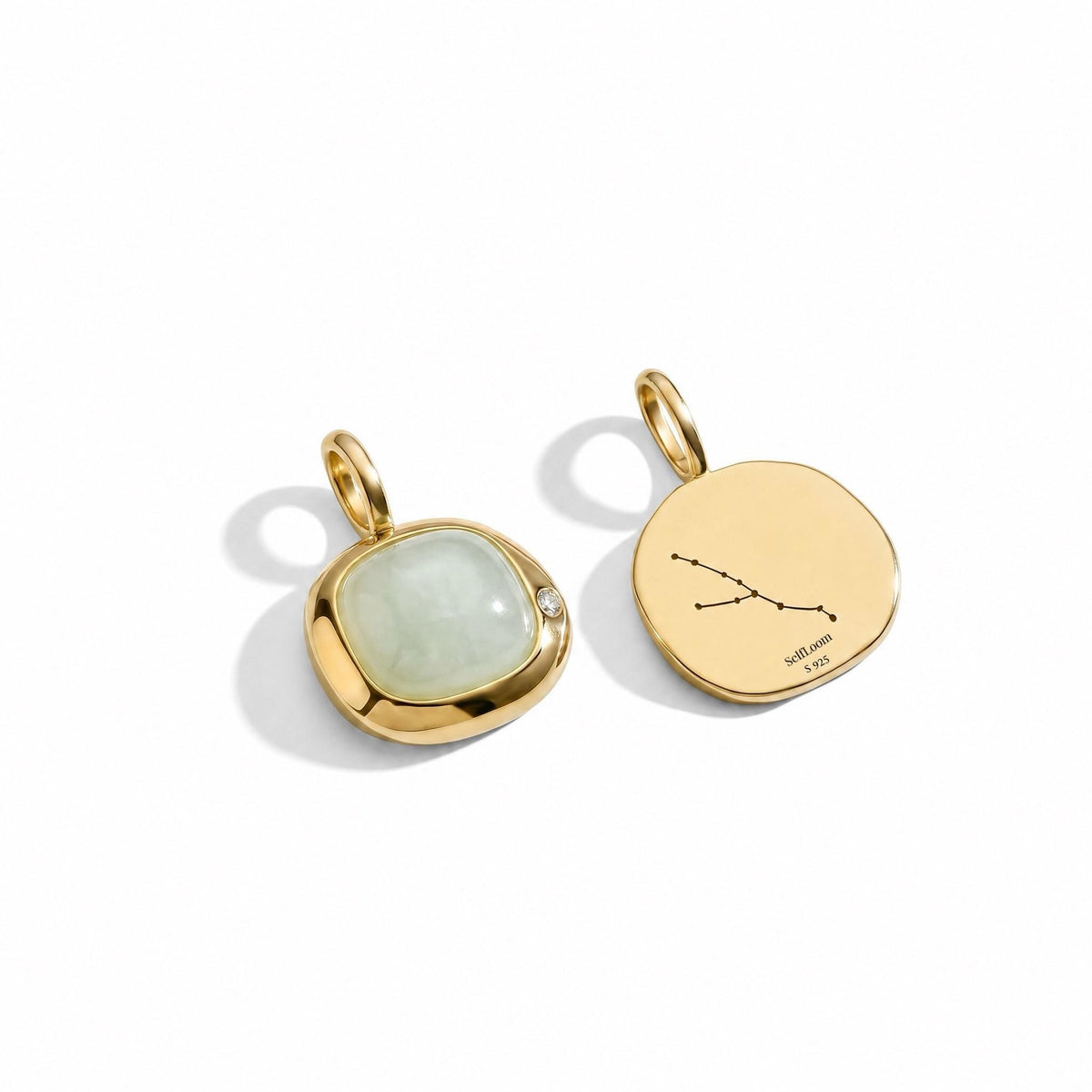 Taurus Birthstone Necklace, Reversible Green Agate Pendant, 18K Gold Vermeil or 925 Sterling Silver, April May Birthday Gift for Her