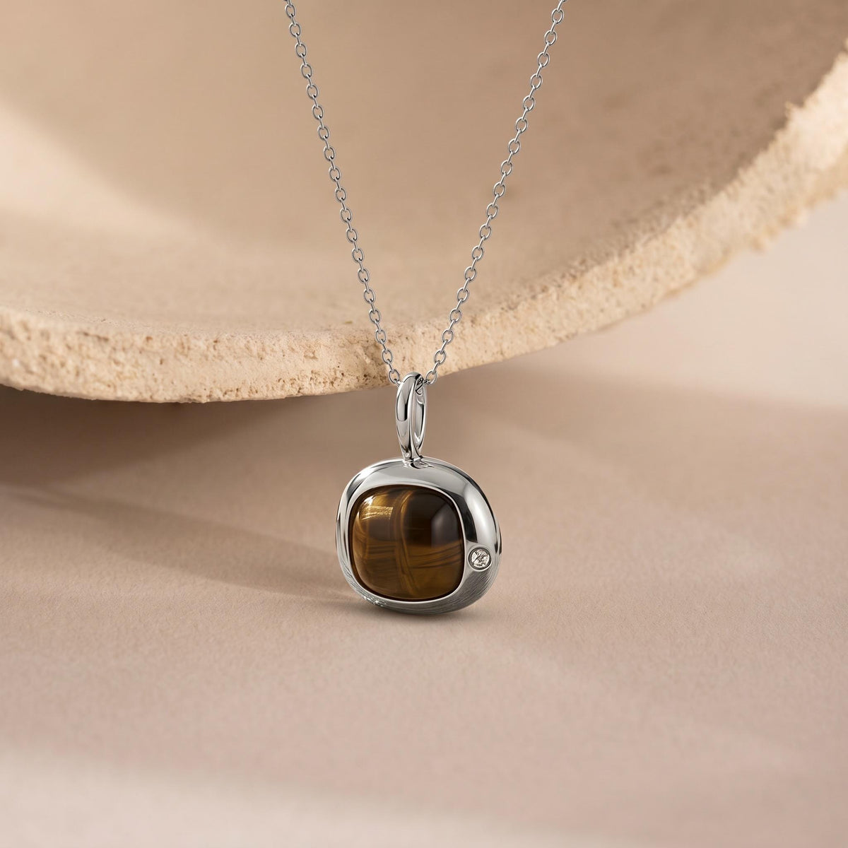 Leo Birthstone Necklace, Reversible Natural Tiger's Eye Pendant, 18K Gold Vermeil or 925 Sterling Silver, July August Birthday Gift for Her