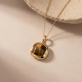 Leo Birthstone Necklace, Reversible Natural Tiger's Eye Pendant, 18K Gold Vermeil or 925 Sterling Silver, July August Birthday Gift for Her
