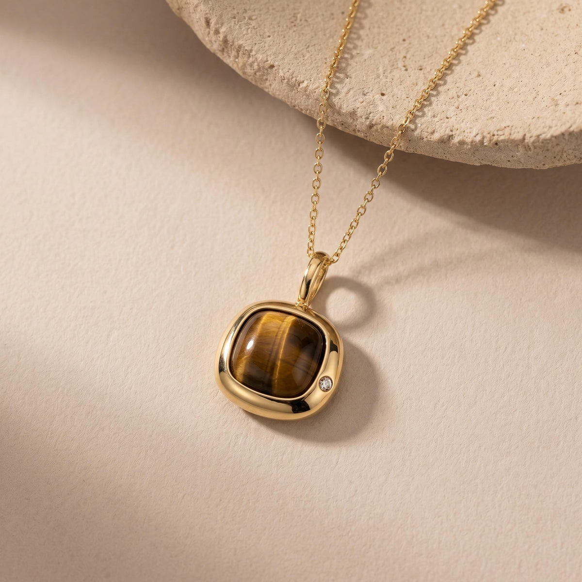 Leo Birthstone Necklace, Reversible Natural Tiger's Eye Pendant, 18K Gold Vermeil or 925 Sterling Silver, July August Birthday Gift for Her