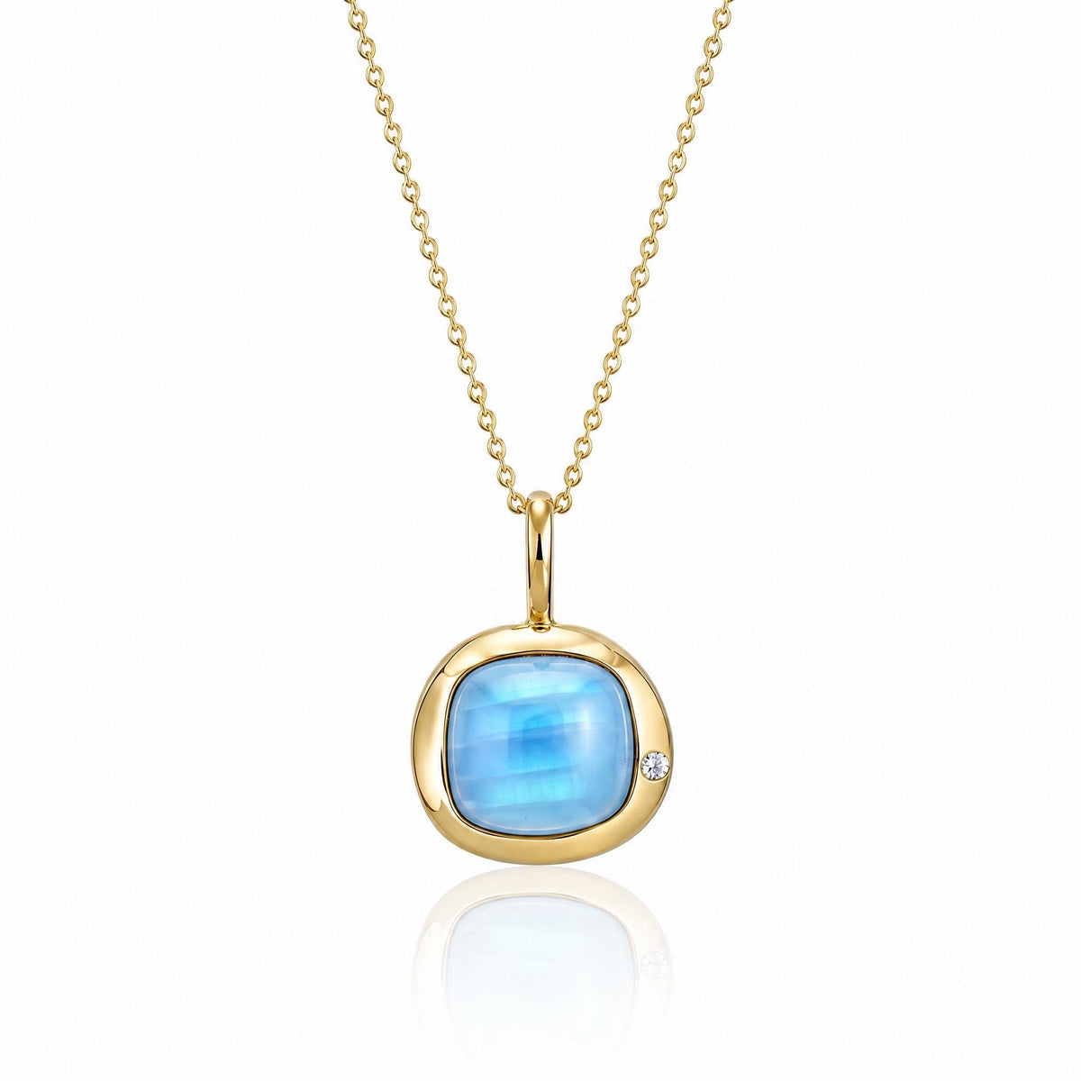 Pisces Birthstone Necklace, Reversible Aquamarine Pendant, 18K Gold Vermeil or 925 Sterling Silver, February March Birthday Gift for Her