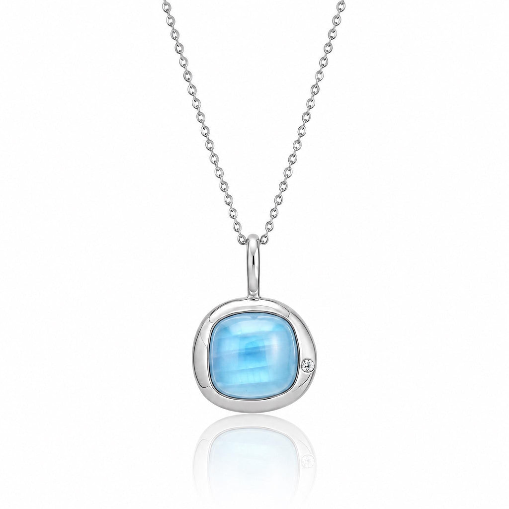Pisces Birthstone Necklace, Reversible Aquamarine Pendant, 18K Gold Vermeil or 925 Sterling Silver, February March Birthday Gift for Her