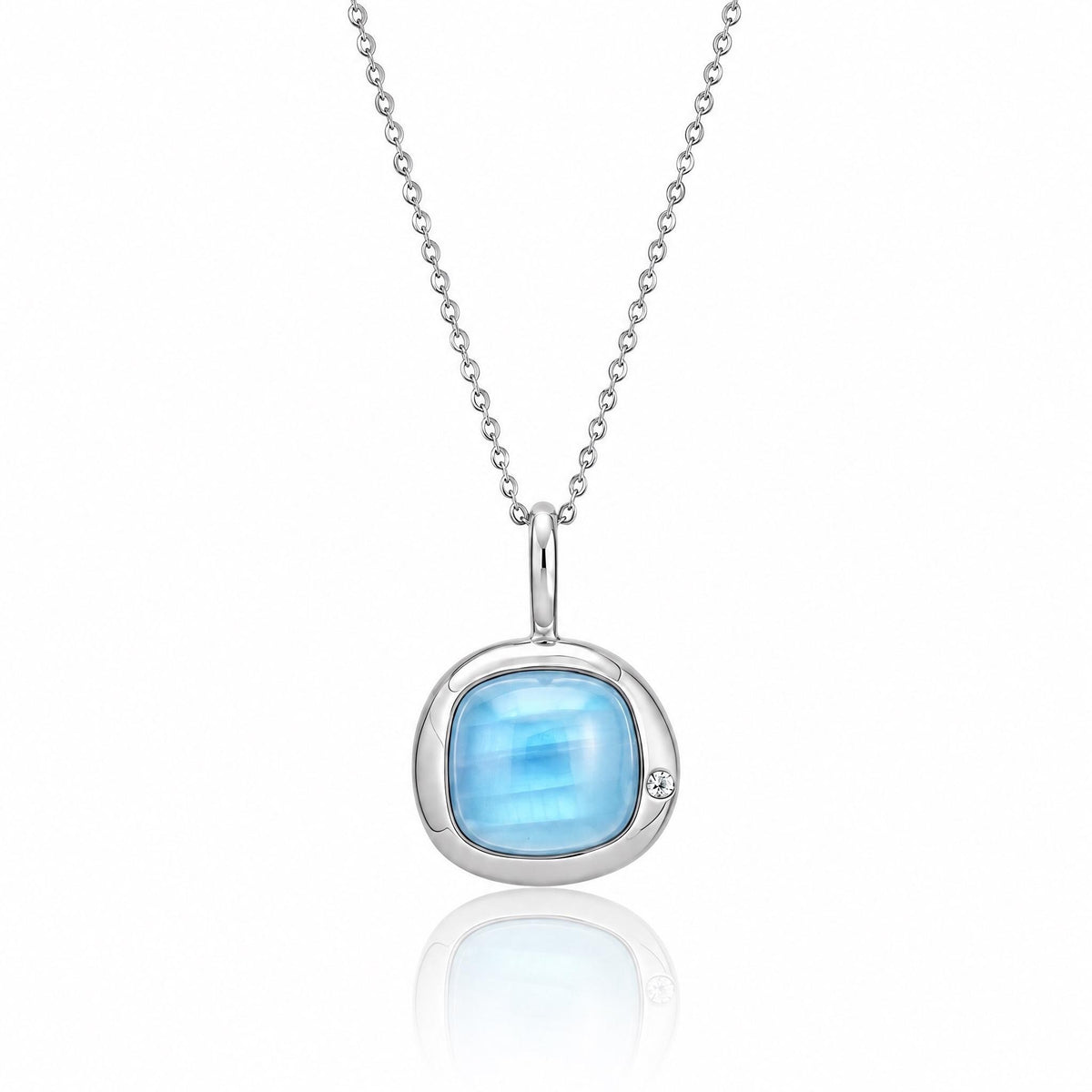 Pisces Birthstone Necklace, Reversible Aquamarine Pendant, 18K Gold Vermeil or 925 Sterling Silver, February March Birthday Gift for Her