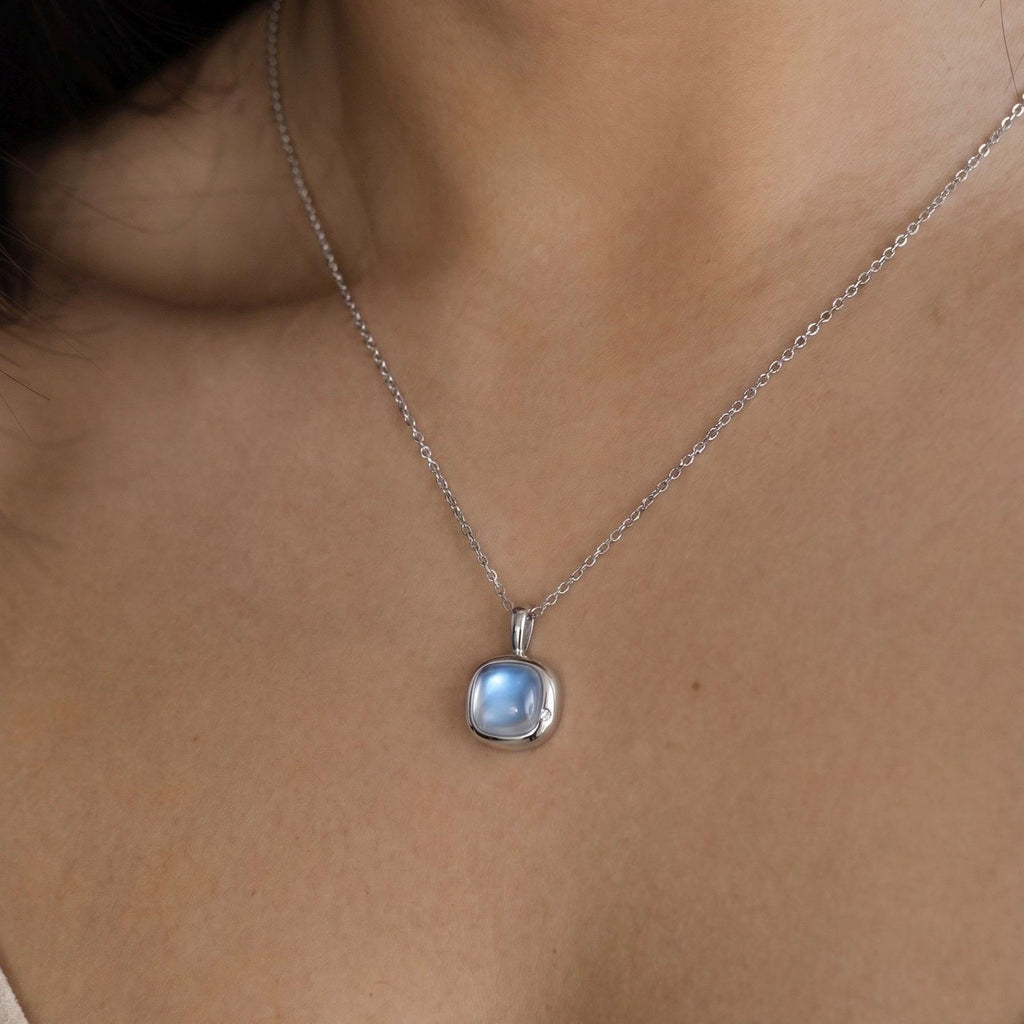 Pisces Birthstone Necklace, Reversible Aquamarine Pendant, 18K Gold Vermeil or 925 Sterling Silver, February March Birthday Gift for Her