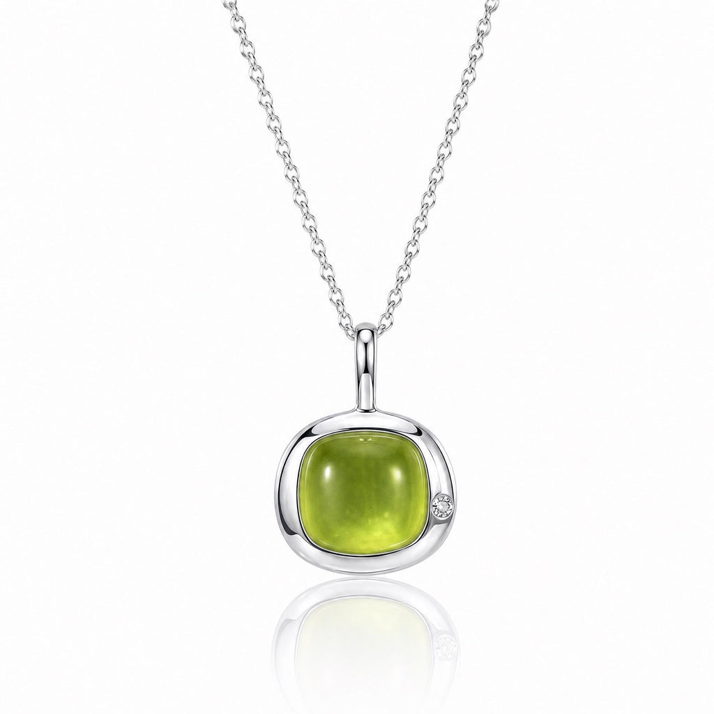 Virgo Birthstone Necklace, Reversible Peridot Pendant, 18K Gold Vermeil or 925 Sterling Silver, August September Birthday Gift for Her