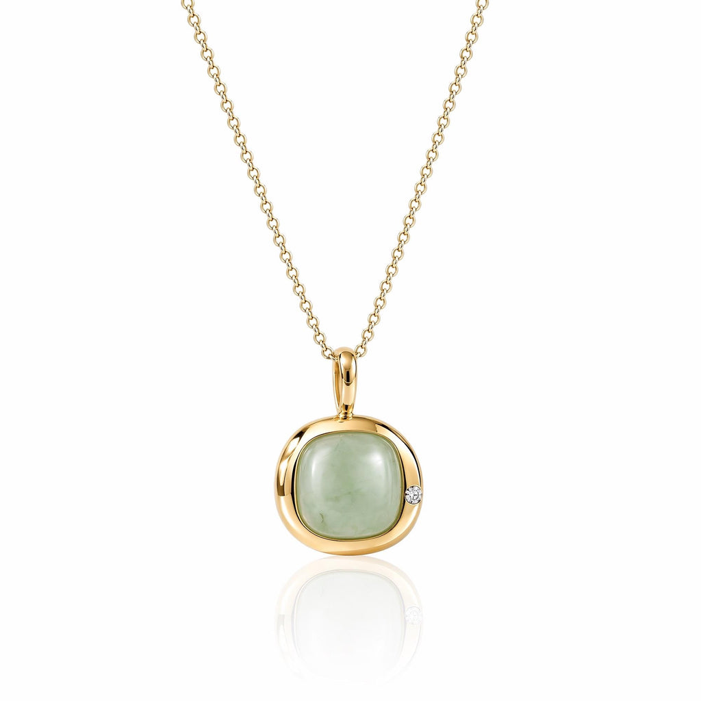 Taurus Birthstone Necklace, Reversible Green Agate Pendant, 18K Gold Vermeil or 925 Sterling Silver, April May Birthday Gift for Her