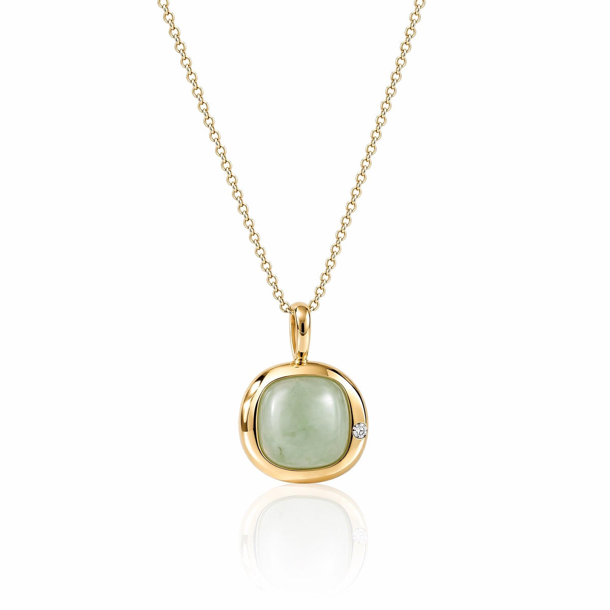 Taurus Birthstone Necklace, Reversible Green Agate Pendant, 18K Gold Vermeil or 925 Sterling Silver, April May Birthday Gift for Her