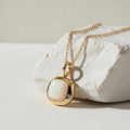 Libra Birthstone Necklace, Reversible Natural Opal Pendant, 18K Gold Vermeil or 925 Sterling Silver, September October Birthday Gift for Her